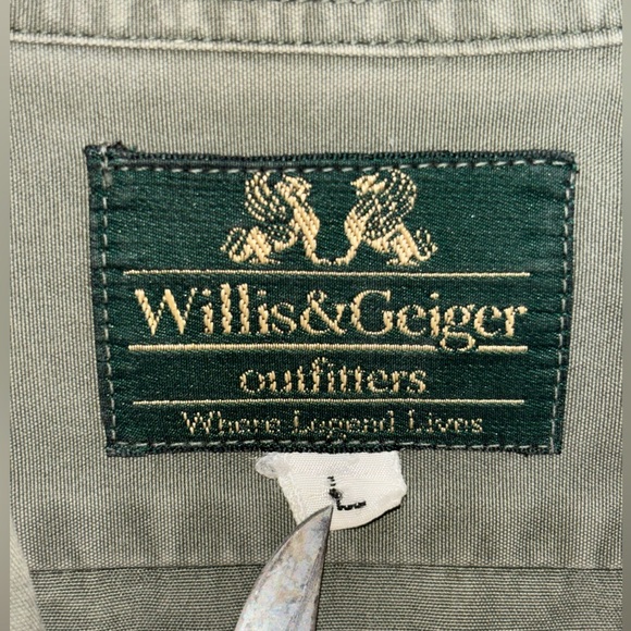 VTG Willis & Geiger Women’s Olive Button Down Long Sleeve Shirt Sz Large - Picture 8 of 11